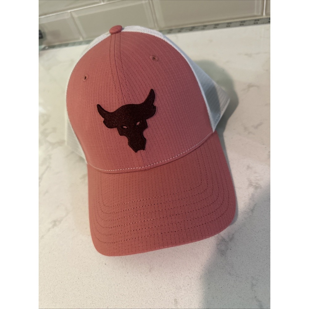 Under Armour Mens Project Rock Trucker Adjustable Hat Deco Rose 1369815-600 NWOT
